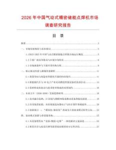 2026年中國氣動式精密儲能點焊機市場調查研究報告
