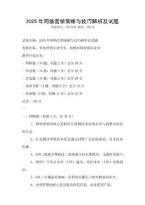 2025年網絡營銷策略與技巧解析及試題
