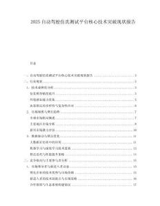 2025自動(dòng)駕駛仿真測(cè)試平臺(tái)核心技術(shù)突破現(xiàn)狀報(bào)告