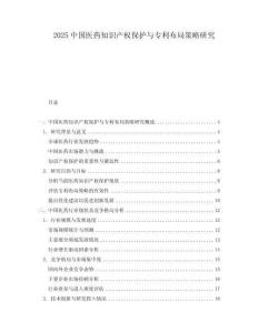 2025中國醫(yī)藥知識產(chǎn)權(quán)保護與專利布局策略研究