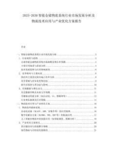2025-2030智能倉儲物流系統行業市場發展分析及物流技術應用與產業優化方案報告