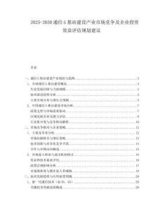 2025-2030通信G基站建設產業市場競爭及企業投資效益評估規劃建議
