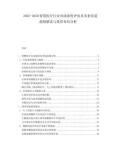 2025-2030智慧醫(yī)療行業(yè)市場深度評估及未來發(fā)展趨勢解讀與投資布局分析
