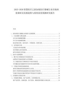 2025-2030智慧醫(yī)療之新加坡醫(yī)療器械行業(yè)市場深度調(diào)研及發(fā)展趨勢與投資前景預(yù)測研究報告