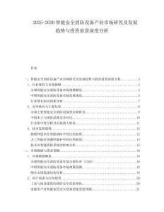 2025-2030智能安全消防設(shè)備產(chǎn)業(yè)市場研究及發(fā)展趨勢與投資前景深度分析