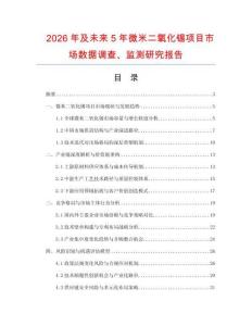2026年及未來5年微米二氧化錫項目市場數(shù)據調查、監(jiān)測研究報告