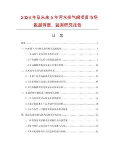 2026年及未来5年污水排气阀项目市场数据调查、监测研究报告