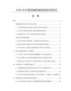 2026年中國(guó)弱堿樹(shù)脂數(shù)據(jù)監(jiān)測(cè)報(bào)告