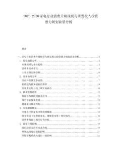 2025-2030家電行業消費升級現狀與研發投入投資潛力規劃前景分析