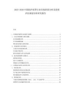 2025-2030中國防護面罩行業市場供需分析及投資評估規劃分析研究報告