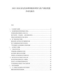 2025-2030家電用品維修服務網絡與客戶滿意度提升研究報告