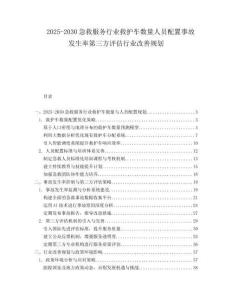 2025-2030急救服務(wù)行業(yè)救護(hù)車數(shù)量人員配置事故發(fā)生率第三方評估行業(yè)改善規(guī)劃