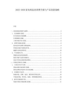 2025-2030家電制造業(yè)消費(fèi)升級(jí)與產(chǎn)品創(chuàng)新戰(zhàn)略