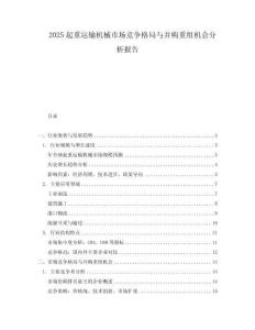 2025起重运输机械市场竞争格局与并购重组机会分析报告