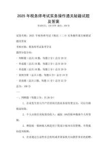 2025年稅務(wù)師考試實務(wù)操作通關(guān)秘籍試題及答案