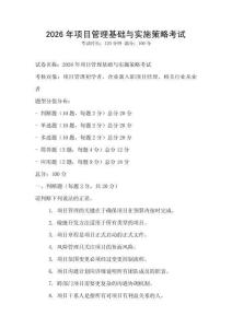 2026年項目管理基礎與實施策略考試