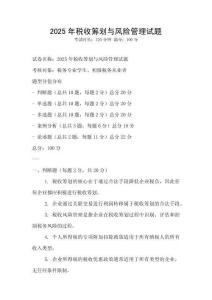 2025年稅收籌劃與風(fēng)險(xiǎn)管理試題