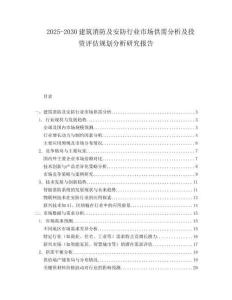 2025-2030建筑消防及安防行業市場供需分析及投資評估規劃分析研究報告