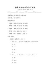 初中英语语法与词汇试卷
