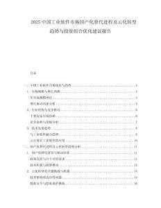 2025中国工业软件市场国产化替代进程及云化转型趋势与投资组合优化建议报告