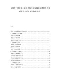 2025中國工商業儲能系統經濟賬測算及峰谷價差套利模式與投資決策模型報告