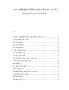 2025中國鹽酸氯苯那敏片行業市場現狀供需分析及投資評估規劃分析研究報告