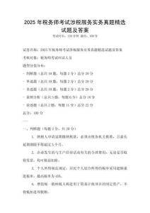 2025年税务师考试涉税服务实务真题精选试题及答案