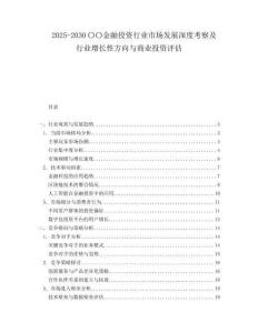 2025-2030〇〇金融投資行業(yè)市場(chǎng)發(fā)展深度考察及行業(yè)增長(zhǎng)性方向與商業(yè)投資評(píng)估