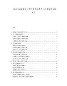 2025-2030量子計算行業(yè)市場潛力與創(chuàng)業(yè)投資分析說明