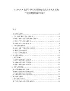 2025-2030量子計(jì)算芯片設(shè)計(jì)行業(yè)應(yīng)用領(lǐng)域拓展及投資前景規(guī)劃研究報(bào)告