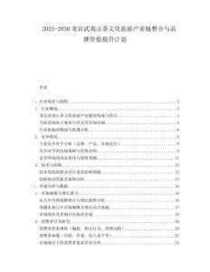 2025-2030龍巖武夷山茶文化旅游產(chǎn)業(yè)鏈整合與品牌價值提升計(jì)劃