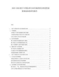 2025-2030量子計算技術行業市場供需分析投資前景規劃深度研究報告