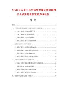 2026及未來5年中國鈦金屬陽極電解槽行業投資前景及策略咨詢報告