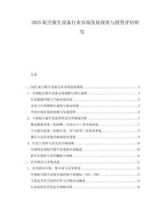2025航空救生設(shè)備行業(yè)市場(chǎng)發(fā)展現(xiàn)狀與投資評(píng)估研究
