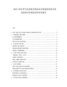 2025-2030羅馬尼亞航空制造業(yè)市場現(xiàn)狀供需分析及投資評估規(guī)劃分析研究報告
