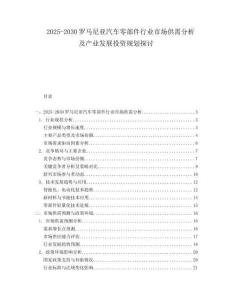 2025-2030羅馬尼亞汽車零部件行業(yè)市場供需分析及產(chǎn)業(yè)發(fā)展投資規(guī)劃探討
