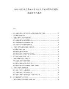 2025-2030綠色金融體系構建及節能環保與低碳經濟融資研究報告