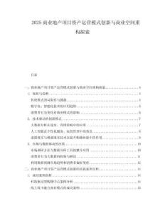 2025商業(yè)地產(chǎn)項目資產(chǎn)運營模式創(chuàng)新與商業(yè)空間重構(gòu)探索
