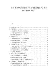2025-2030煤炭行業(yè)綜合經(jīng)營收益控制礦產(chǎn)資源獲取政策咨詢建議