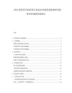 2025柔性屏手機研發行業技術革新供需趨勢研究投資評估規劃發展報告