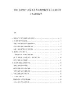 2025商業(yè)地產(chǎn)開發(fā)市場發(fā)展趨勢投資布局企劃方案分析研究報告