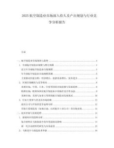 2025航空制造業市場深入持久及產出規劃與行業競爭分析報告