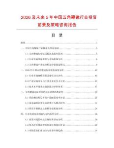 2026及未來(lái)5年中國(guó)五角鞭鏡行業(yè)投資前景及策略咨詢報(bào)告
