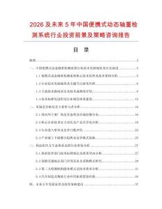 2026及未來5年中國便攜式動態(tài)軸重檢測系統(tǒng)行業(yè)投資前景及策略咨詢報告