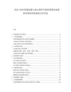 2025-2030智能机器人核心部件市场供需格局深度研究投资价值规划文件评估