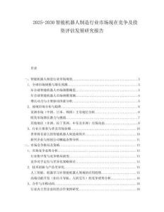 2025-2030智能机器人制造行业市场现在竞争及投资评估发展研究报告