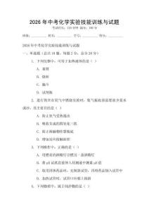 2026年中考化學實驗技能訓練與試題