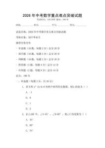 2026年中考數學重點難點突破試題