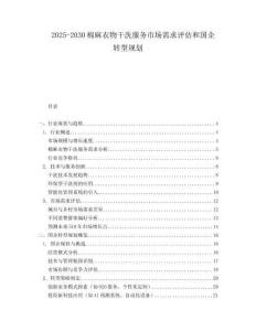2025-2030棉麻衣物干洗服務(wù)市場需求評估和國企轉(zhuǎn)型規(guī)劃