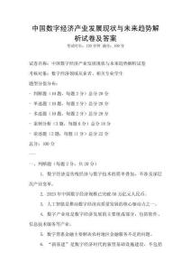 中國數(shù)字經(jīng)濟產(chǎn)業(yè)發(fā)展現(xiàn)狀與未來趨勢解析試卷及答案